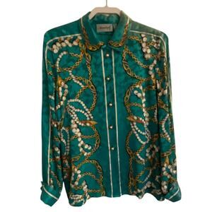 Adrianna Pappell Vintage Silk Blouse in Turquoise Sz 20 Quality Heritage Clasic